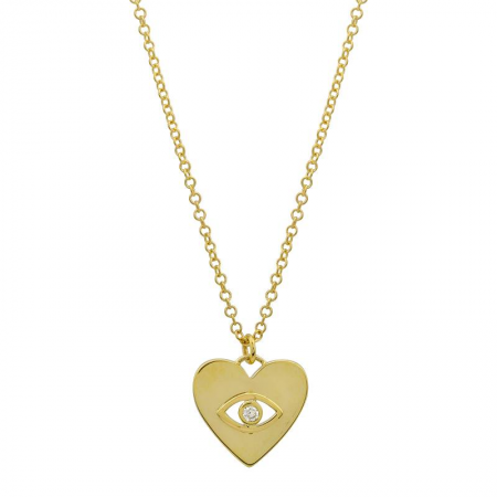 Cut Out Evil Eye Heart Necklace