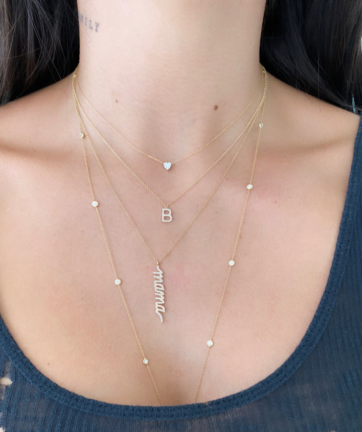 18k Gold Mini Diamond Heart Necklace